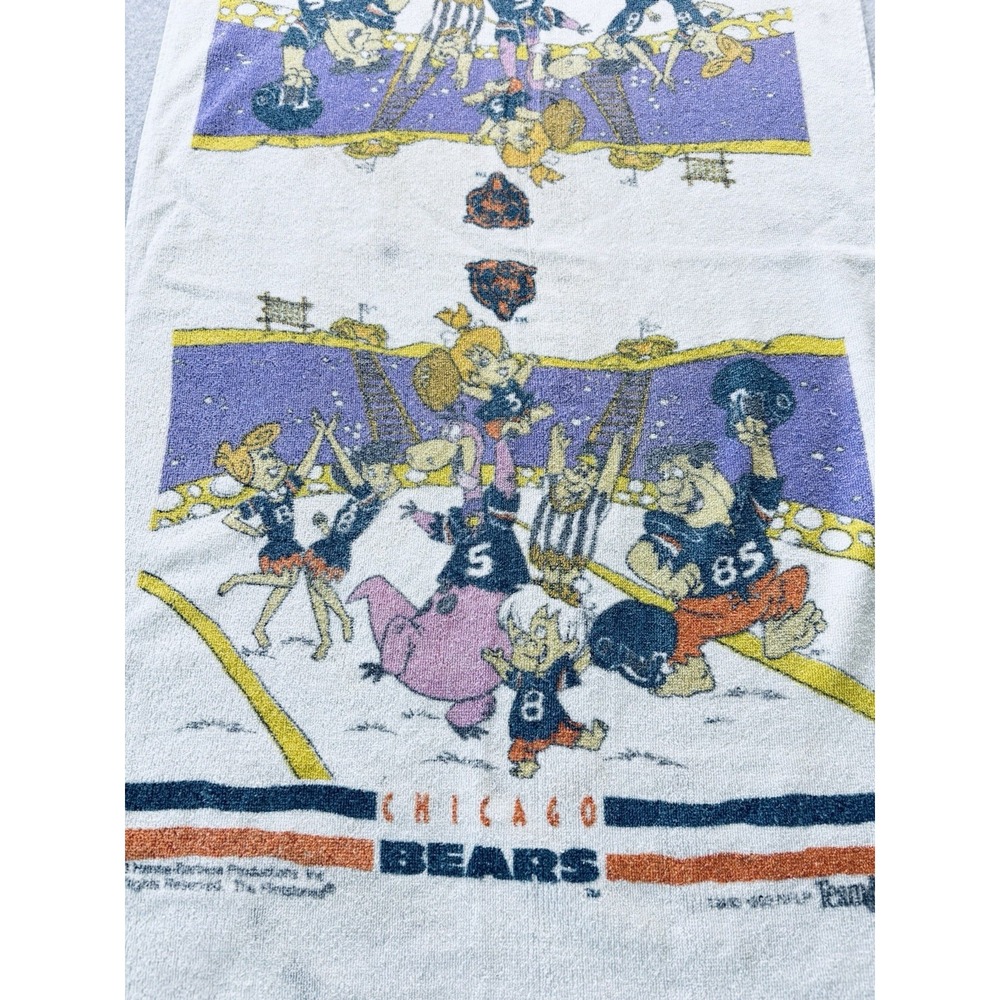 Vintage 1993 Chicago Bears Flintstones Beach Towel Hanna-Barbera NFL Football